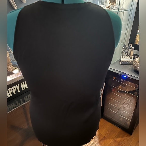 INC International Concepts Black Crewneck Rhinestone Fringe Neckline - Picture 9 of 13